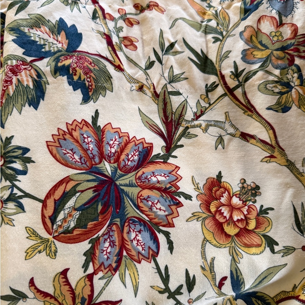 Waverly Botanical Print Fabric with Red and Green Accents